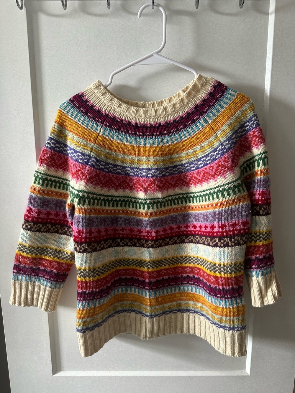 GAP Multicolor Wool-Blend Sweater - Cream Base, size Medium